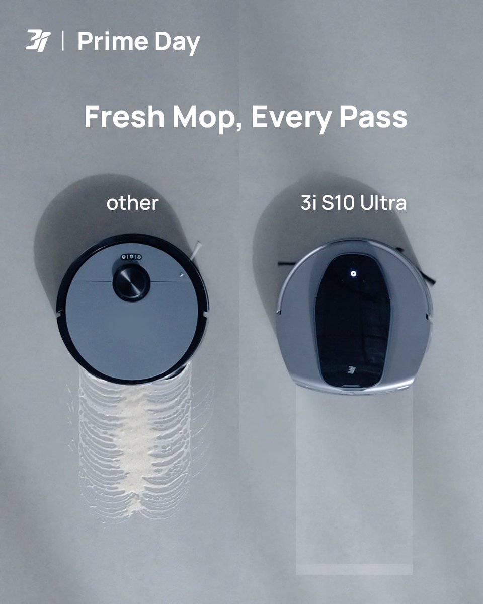 3iTech_Global's tweet photo. Press start and peace out. 😎 The 3i S10 Ultra handles the mess so you don’t have to.
💧 Water recycling
🌀 Self-cleaning roller mop
🧠 Detect dirt like a genius
🧼 12-in-1 dock

🔥Snag our #PrimeDay Deals🔥
https://t.co/i4yM6bGI61

#3iS10Ultra #RobotVacuum #NoDumping https://t.co/DjF4jZYGTn