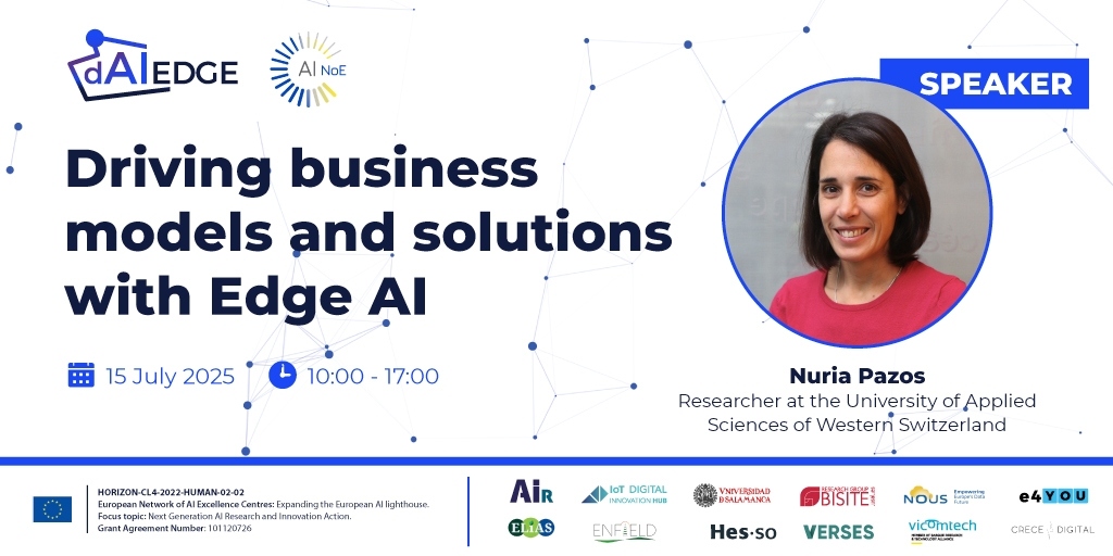 dAIEDGE's tweet image. 🤗At our event ‘Driving business models and solutions with #EdgeAI’, we will talk about our dAIEDGE-#VLab, presented by Nuria Pazos

dAIEDGE-VLab is a platform that allows you to explore and experiment with Edge AI #safely and #quickly, without the need for physical hardware😎