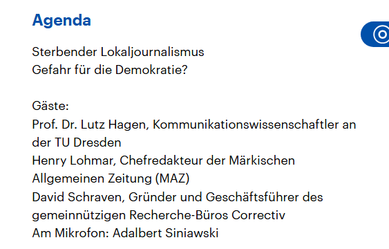WehnerGustav's tweet image. Heute lohnt sich der DLF wieder. Ohne ÖRR werden wir ärmer.
Eine Sendung zum Sterben des Lokaljournalismus und damit des Wegfalls der demokratischen Kontrolle der Politik.