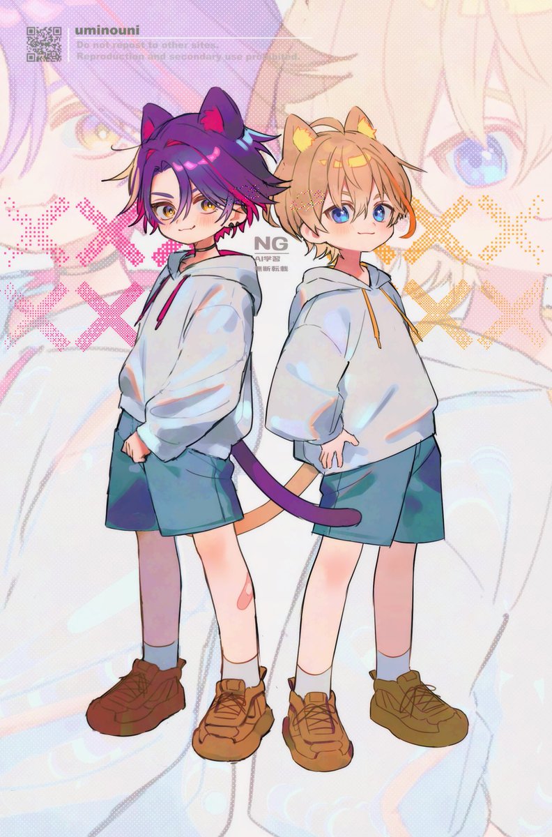 ⚠︎ケモ、年齢操作、捏造衣装
雲雀くんと奏斗くん！
#風裏倉庫  #秘雀絵