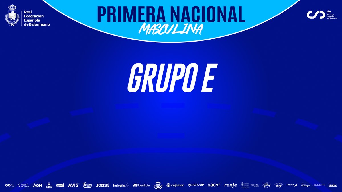 📊 Grupo E - #PrimeraNac

📍 Jornada 1

🆚 <a href="/CbmEldaCEE/">Balonmano Elda CEE</a> - <a href="/CBmMNTorrevieja/">CBmMNTorrevieja</a>
🆚 <a href="/cbmmaristasalge/">CB MARISTAS ALGEMESI</a> - <a href="/LUDbmmarni/">Levante UD BM Marni</a> 
🆚 <a href="/handbolsantjoan/">Balonmano Sant Joan</a> - <a href="/cbm_elche/">Atticgo Balonmano Elche</a> 
🆚 <a href="/CBMostoles/">Balonmano Móstoles</a> - <a href="/CDAgustinos/">Fundación Balonmano Agustinos Alicante</a> 
🆚 <a href="/CBLeganes/">C.Balonmano Leganés</a> - <a href="/CBMAGUILAS/">Balonmano Águilas</a> 
🆚 <a href="/UCAMMurcia/">UCAM Murcia</a> - <a href="/HandbolMallorca/">L'Arancina Handbol Mallorca</a> 
🆚 <a href="/Bmmislata/">Balonmano Mislata</a> - <a href="/bmcastellon/">Balonmano Castellón</a> 
🆚