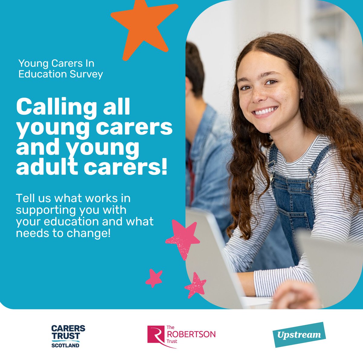Calling all young carers &amp; young adult carers! 📣 

🏫 Does your school or college know you are a young carer?
💻 What works in supporting you with your education?
💬 What needs to change?

Take our quick survey to tell us here! bit.ly/4kqPBJW