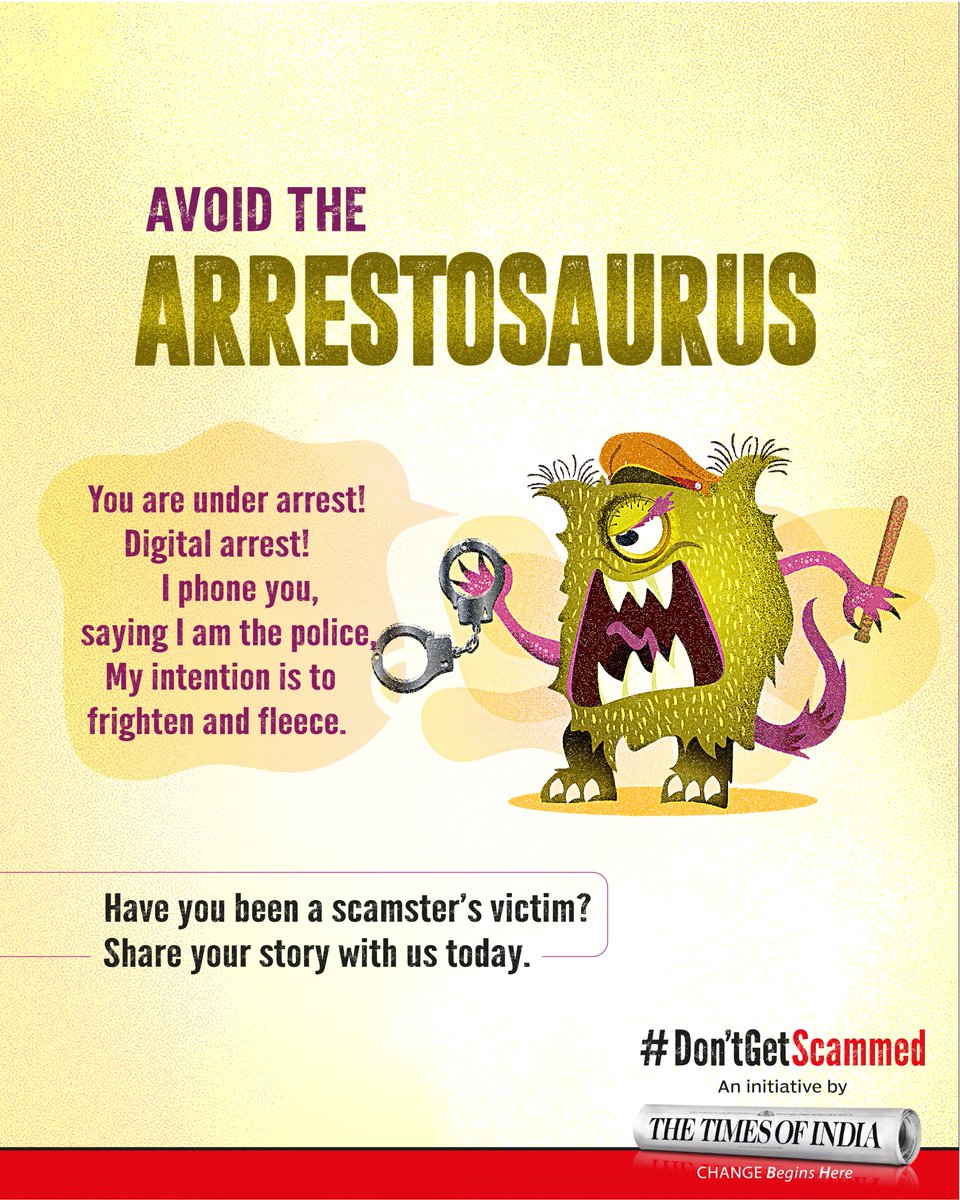 A stern voice on video, a uniform, a thana backdrop —you are “under digital arrest. Except it’s all a lie — and the cop? A scammer in disguise. This is how the Arrestosaurus cons you.

Share your scam stories on the comments or at bit.ly/46tEiNI

#DontGetScammed #TOI