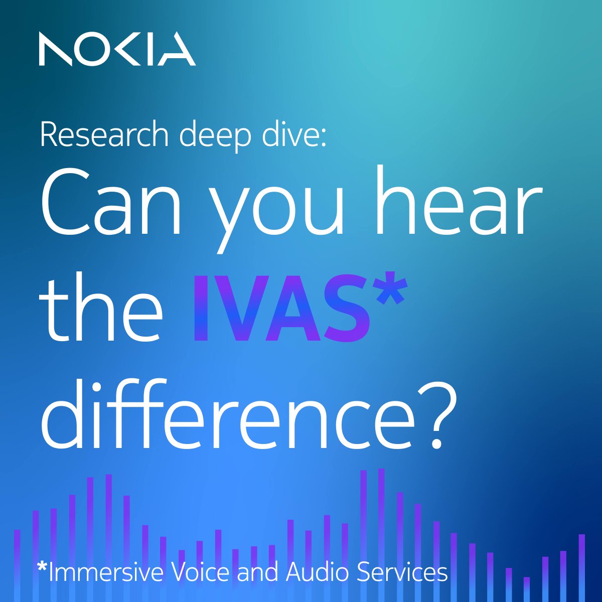 NokiaAudioTech's tweet image. “Hearing is believing.” 

We tested the new 3GPP IVAS standard to see if it truly improves voice quality with spatial audio. 
We even threw in old mono codecs to compare. 

📊 See how far voice tech has come: nokia.ly/4eFxcaR 

#IVAS #SpatialAudio #NokiaInnovates