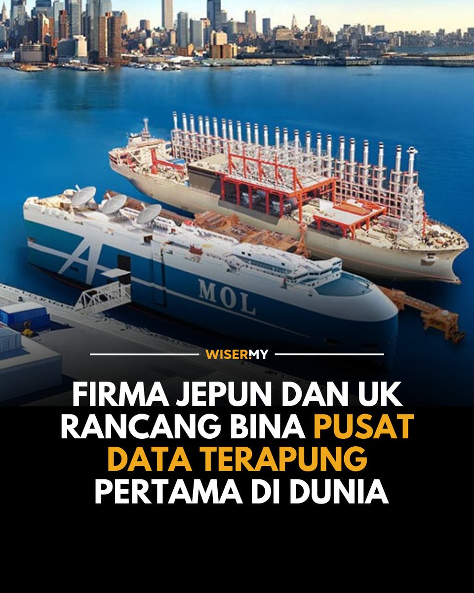 Mitsui O.S.K. Lines dari Jepun dan Kinetics dari UK sedang bangunkan pusat data terapung pertama di dunia yang dijangka mula beroperasi pada 2027. Kapal terpakai akan diubah suai menjadi pusat data bersaiz 120 meter dan dikuasakan sepenuhnya oleh tenaga lestari daripada