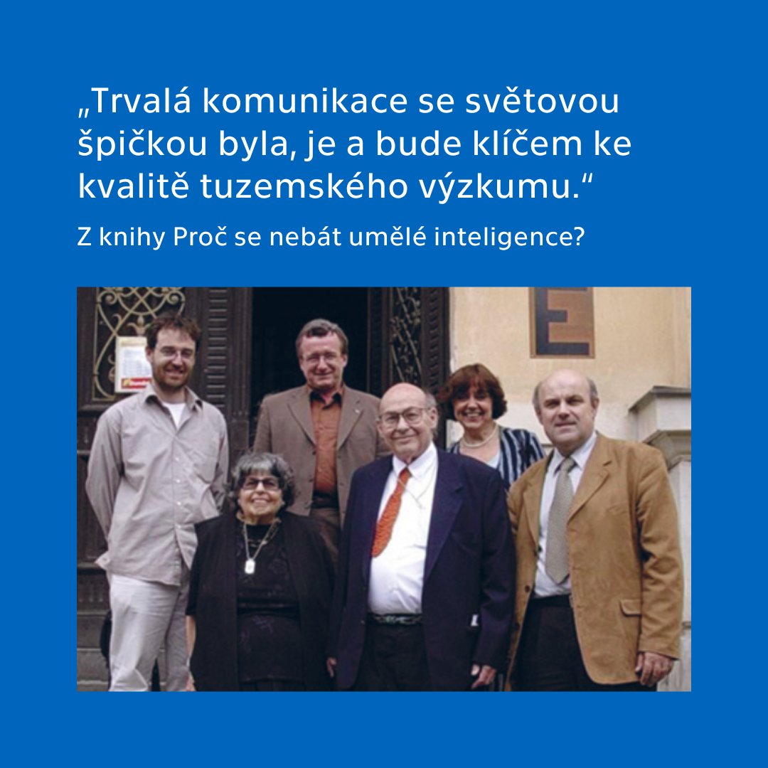CIIRCCTU's tweet image. Vzácný moment z historie české AI: návštěva Marvina Minskyho (MIT) na @cvutpraha v r. 2004.
Tímto snímkem otevíráme letní speciál příspěvků z knihy Proč se nebát umělé inteligence? Tak nás sledujte.
A pokud hledáte chytré čtení na prázdniny... 👉 jota.cz/proc-se-nebat-…
