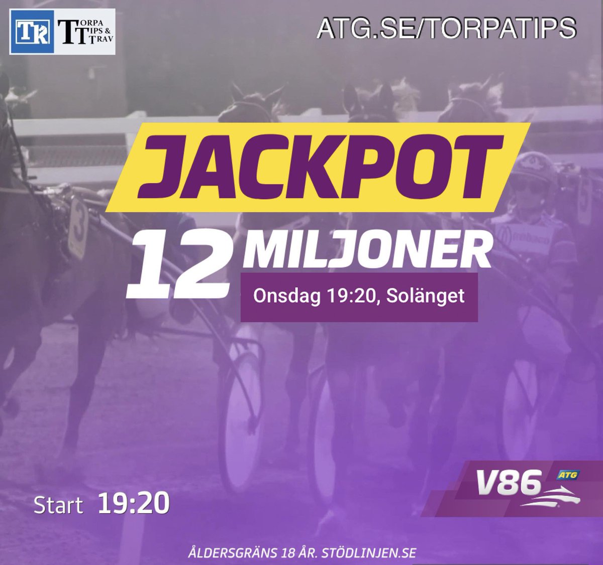 Travklubben.se (@travklubben_se) on Twitter photo JACKPOT PΓ
V86 I KVΓLL - VI SPELAR OM 12 MILJONER KRONOR π°π€
Mycket fin V64-vinst hos oss i gΓ₯r β
I kvΓ€ll gΓ₯r vi fΓΆr #V86-miljoner dΓ€r det Γ€r jackpot - 12 miljoner π₯³
β° ππ©ππ₯π¬ππ¨π©π©: ππ.ππ
ππ» HΓ€r finns ALLA vΓ₯ra spel: atg.se/torpatips/V86_β¦Β ππ» JACKPOT PΓ
V86 I KVΓLL - VI SPELAR OM 12 MILJONER KRONOR π°π€
Mycket fin V64-vinst hos oss i gΓ₯r β
I kvΓ€ll gΓ₯r vi fΓΆr #V86-miljoner dΓ€r det Γ€r jackpot - 12 miljoner π₯³
β° ππ©ππ₯π¬ππ¨π©π©: ππ.ππ
ππ» HΓ€r finns ALLA vΓ₯ra spel: atg.se/torpatips/V86_β¦Β ππ»
