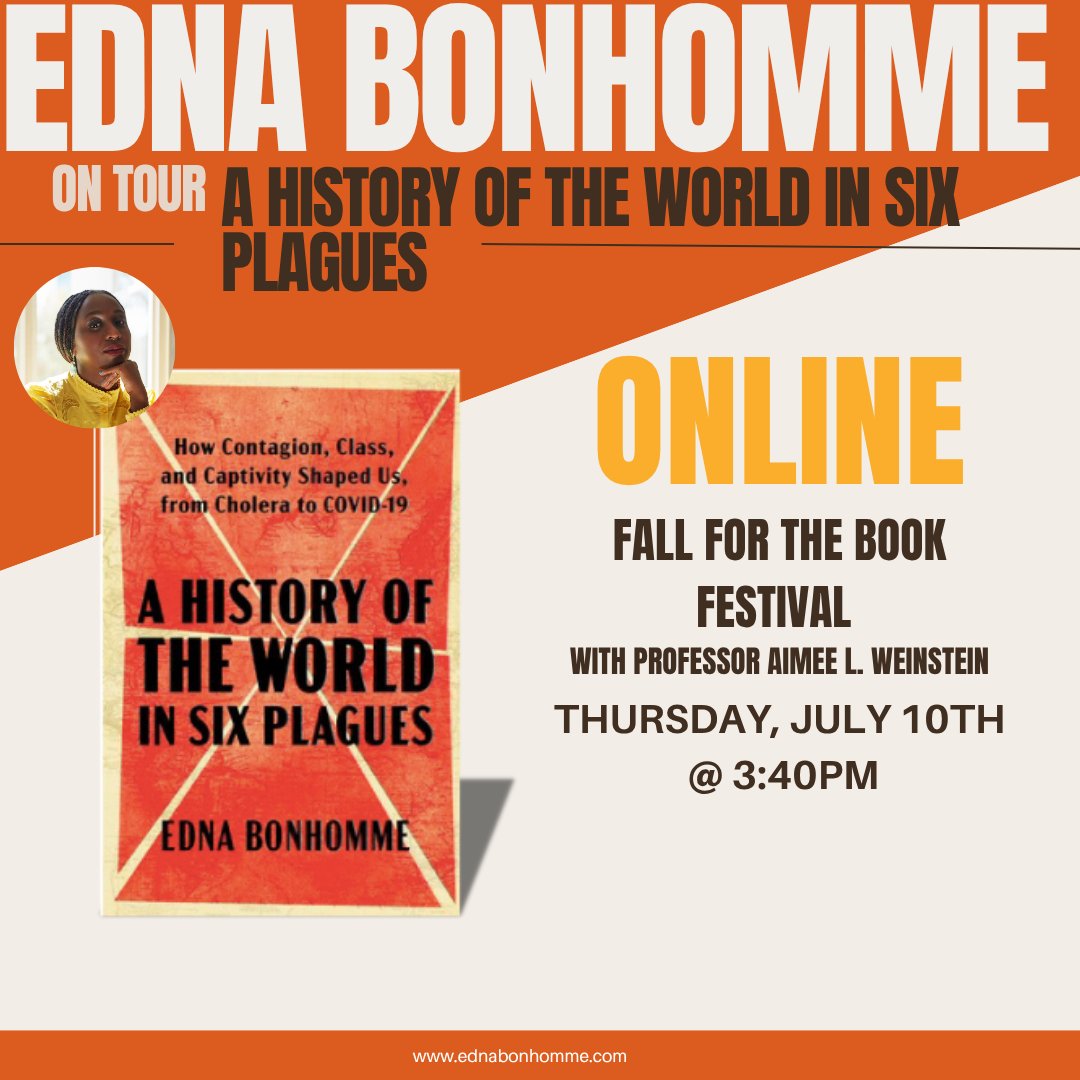 jacobinoire's tweet image. I'll be speaking at the Fall for the Book Festival on 10 July 2025 3:40pm Central European Time (or 9:40 am Eastern Standard Time) to discuss A HISTORY OF THE WORLD IN SIX PLAGUES. You can sign up for the talk here: fallforthebook.org/bonhomme/ @OneSignalPub @dialoguepub