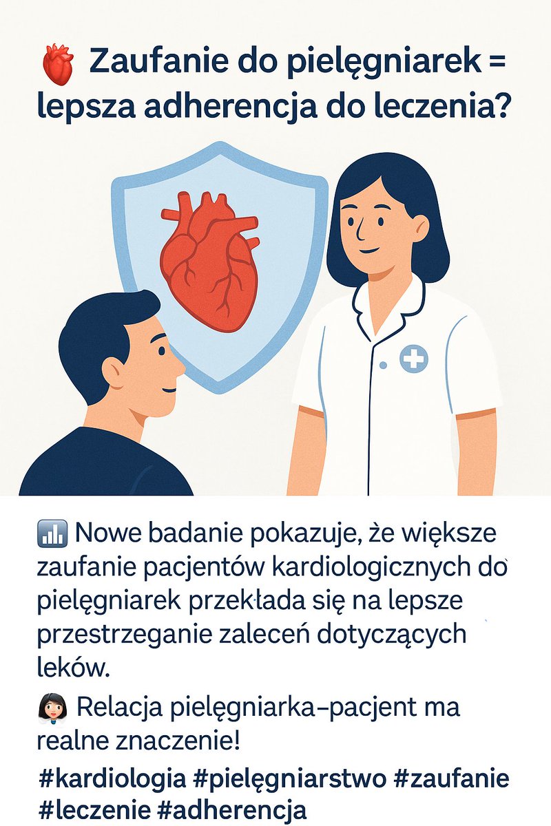 Prof. Izabella Uchmanowicz, RN, PhD,MBA,FESC, FHFA (@izauchmanowicz) on Twitter photo 🫀 Zaufanie do pielęgniarek = lepsza adherencja do leczenia? Nowe badanie pokazuje, że im większe zaufanie pacjentów kardiologicznych do pielęgniarek, tym lepsze przestrzeganie zaleceń .
 International Journal of Nursing Studies Advances DOI: 10.1016/j.ijnsa.2024.100278 🫀 Zaufanie do pielęgniarek = lepsza adherencja do leczenia? Nowe badanie pokazuje, że im większe zaufanie pacjentów kardiologicznych do pielęgniarek, tym lepsze przestrzeganie zaleceń .
 International Journal of Nursing Studies Advances DOI: 10.1016/j.ijnsa.2024.100278