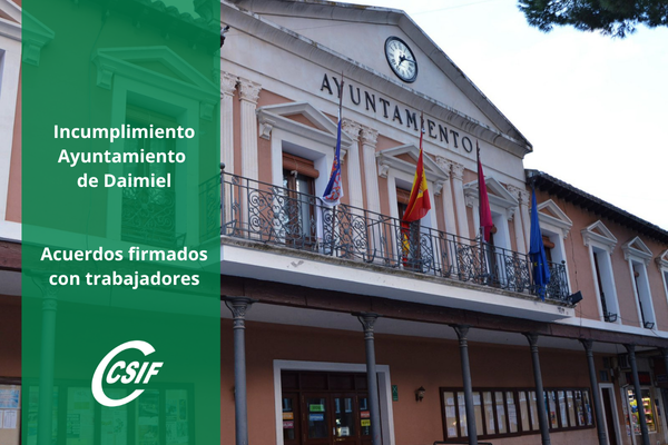 CSIF CIUDAD REAL (@csifciudadreal) on Twitter photo 👉CSIF denuncia el incumplimiento por parte del Ayuntamiento de Daimiel de los acuerdos alcanzados con sus trabajadores en materia laboral
👉Desde el 26 de septiembre no se ha convocado Mesa General de Negociación
#csifsiempreatulado #CSIFsítedefiende 💚
csif.es/es/articulo/ci… 👉CSIF denuncia el incumplimiento por parte del Ayuntamiento de Daimiel de los acuerdos alcanzados con sus trabajadores en materia laboral
👉Desde el 26 de septiembre no se ha convocado Mesa General de Negociación
#csifsiempreatulado #CSIFsítedefiende 💚
csif.es/es/articulo/ci…