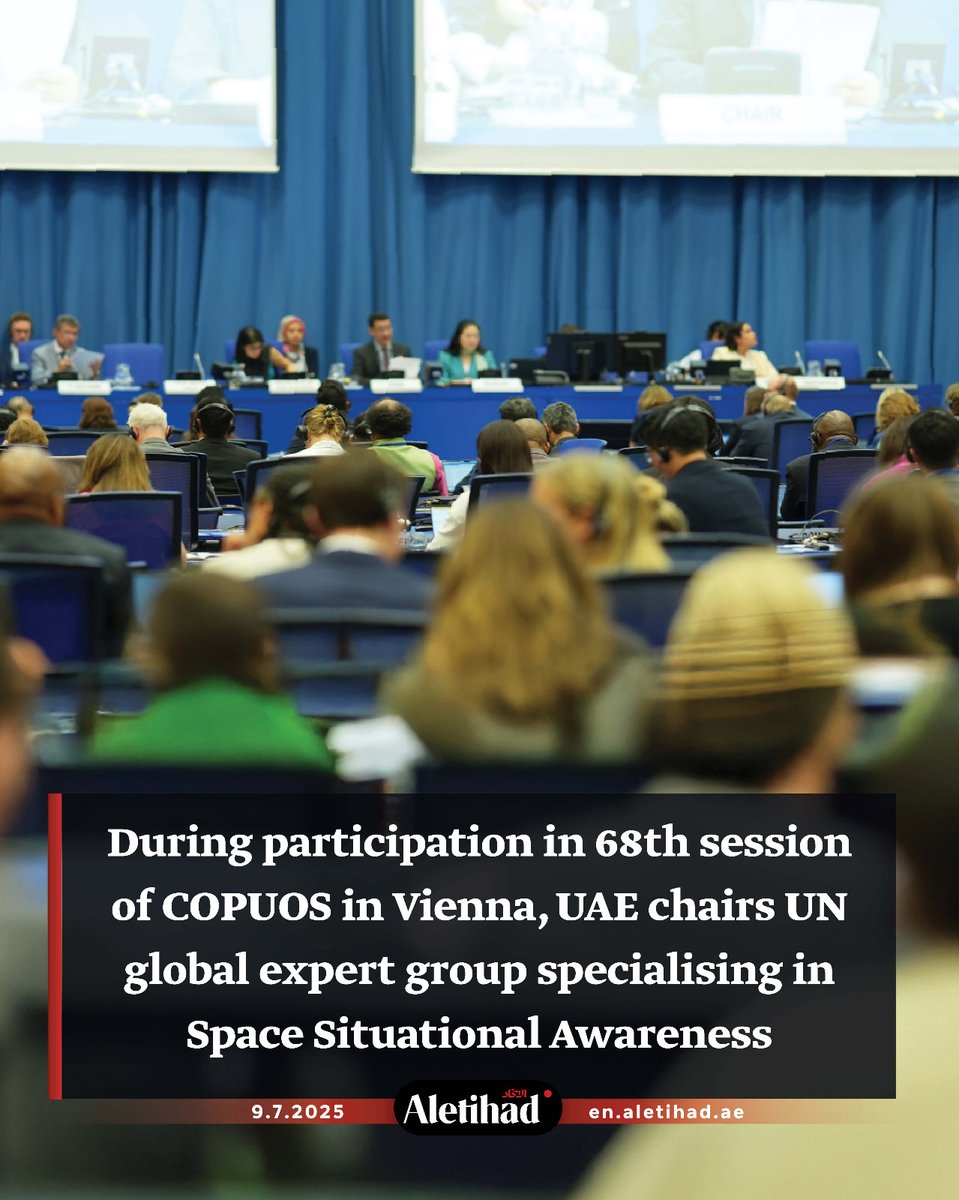 AletihadEn's tweet image. During participation in 68th session of COPUOS in Vienna, UAE chairs UN global expert group specialising in Space Situational Awareness.

#AletihadNewsCenter #UAE #COPUOS #UN
