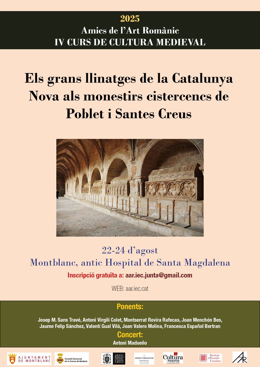 Cartell del IV Curs de Cultura Medieval de Montblanc. Avui mateix penjarem el programa detallat, que ja podeu consultar a la nostra web