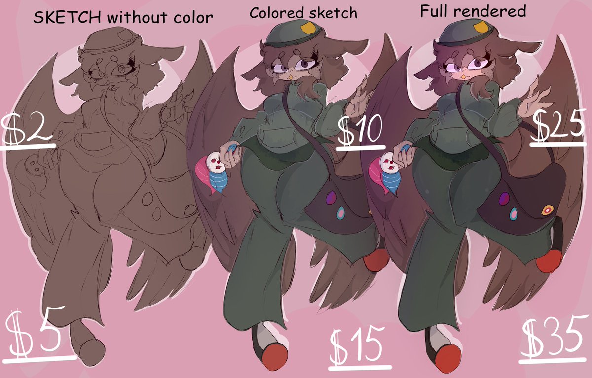 / Price list /
Open only colored sketch and full rendered
I DRAW: Furry, antro, humans, toons, oc x canon, nsfw
I DON'T DRAW: darkship, hard kinks
deadline: 1,5 month 
my discord:4mia4
you can pay on boosty, hipolink (only by card) Lava.top (pp friendly)