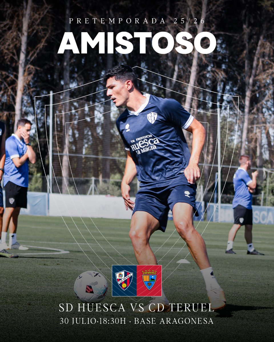 SD Huesca (@sdhuesca) on Twitter photo ¡𝑁𝑢𝑒𝑣𝑜 𝑎𝑚𝑖𝑠𝑡𝑜𝑠𝑜 𝑐𝑜𝑛𝑓𝑖𝑟𝑚𝑎𝑑𝑜!
🆚<a href="/TeruelCd/">Club Deportivo Teruel</a>
🗓️ Miércoles, 30 de julio
⏰ 18:30h.
🏟️ Base Aragonesa de Fútbol.
#PretemporadaSDH🔵🔴 ¡𝑁𝑢𝑒𝑣𝑜 𝑎𝑚𝑖𝑠𝑡𝑜𝑠𝑜 𝑐𝑜𝑛𝑓𝑖𝑟𝑚𝑎𝑑𝑜!
🆚<a href="/TeruelCd/">Club Deportivo Teruel</a>
🗓️ Miércoles, 30 de julio
⏰ 18:30h.
🏟️ Base Aragonesa de Fútbol.
#PretemporadaSDH🔵🔴