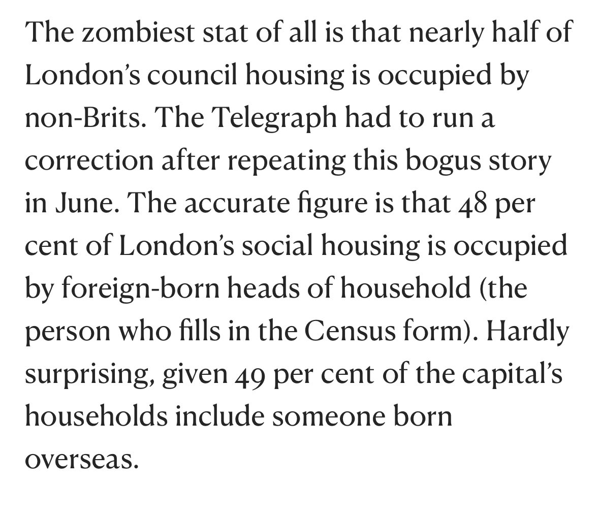 ‘Hardly surprising’ is such odd phrasing here - I don’t understand how you can work your self into a position of thinking it’s normal for people actively brought into the country (into our capital!) should be reliant on the same level of welfare and subsidy as people born here.