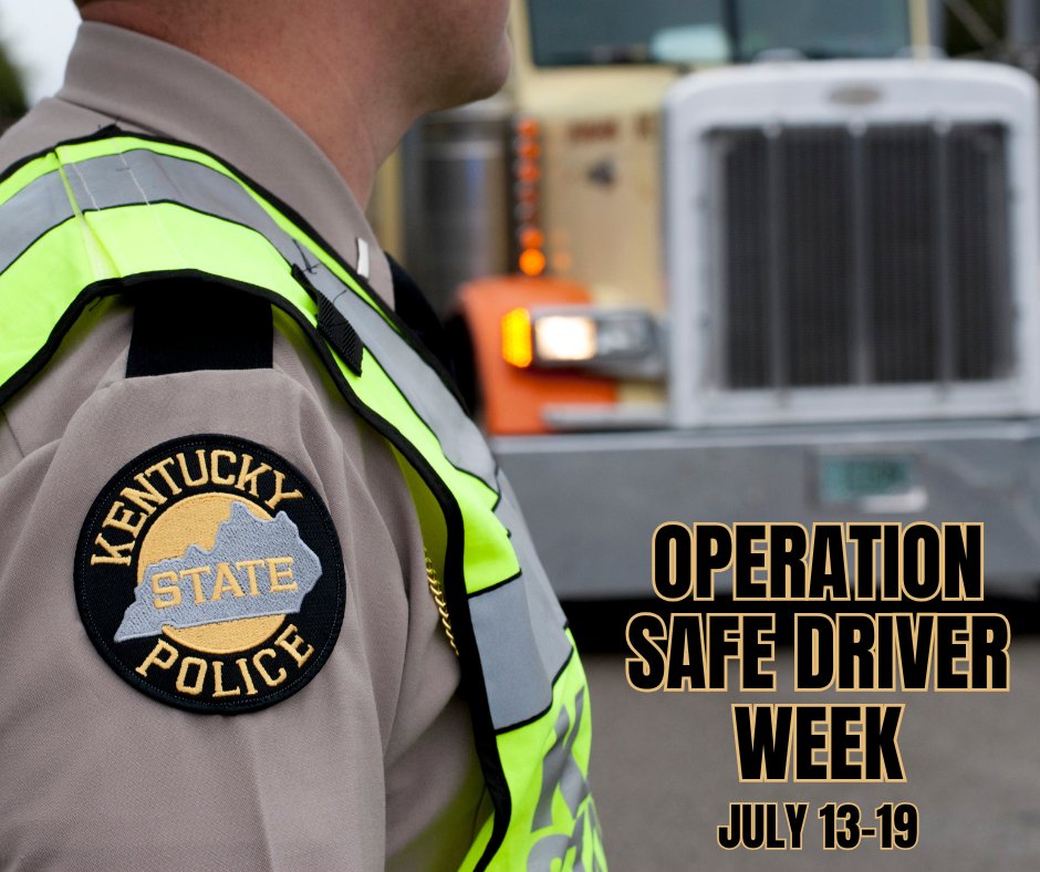 kystatepolice's tweet image. KSP Commercial Vehicle Enforcement officers are participating in @CVSA's Operation Safe Driver Week. From July 13–19, officers will focus on stopping unsafe driving behaviors to make Ky. roadways safer.
See something dangerous? Contact your local KSP Post: kentuckystatepolice.ky.gov/ksp-post-map