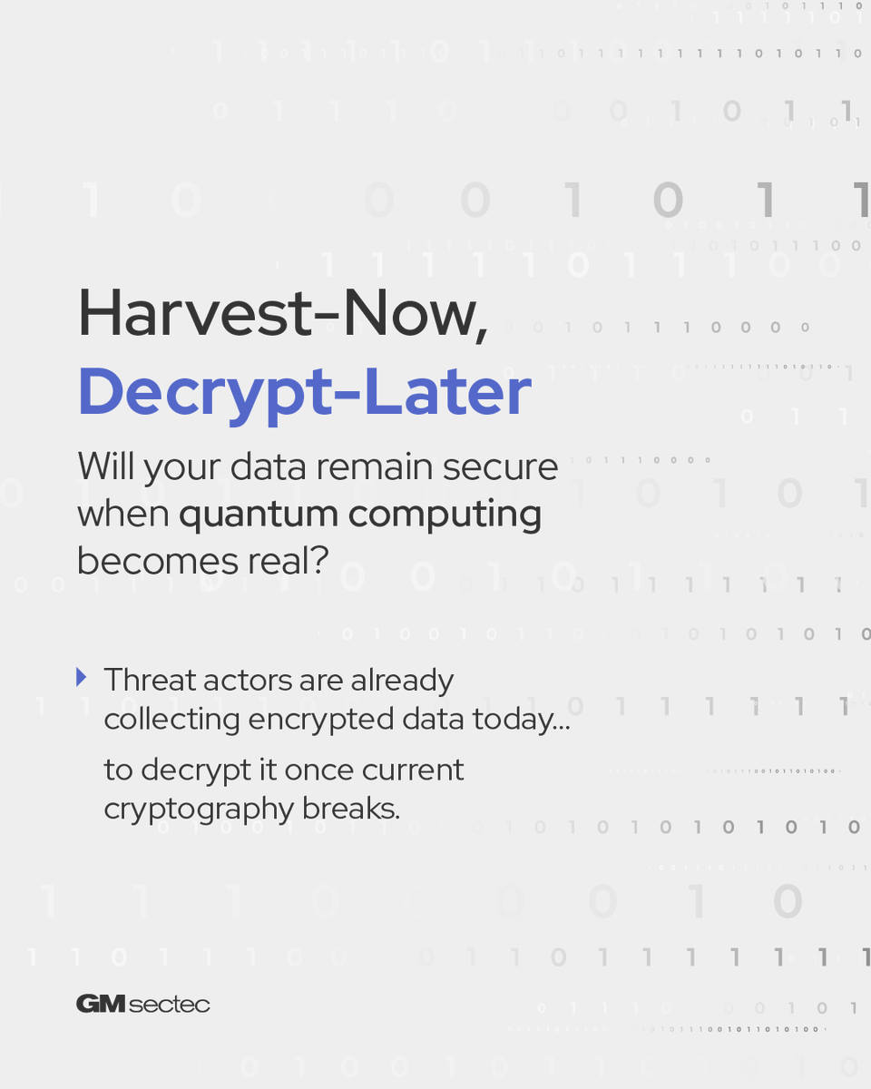 gmsectec_us's tweet image. What if your data was already in the hands of attackers… just waiting for encryption to fail? 😨

Quantum computing is no longer a distant threat.
70% of large organizations are already preparing for the Q-Day.

Are you? 👀

#QuantumComputing #PostQuantumSecurity #GMsectec
