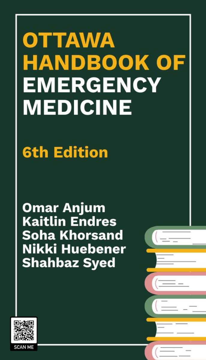 emergmedottawa's tweet image. The 6th edition of the Ottawa Handbook of Emergency Medicine is HERE! A shift-friendly resource for junior learners in the ED.
Check it out: emottawablog.com/sdm_downloads/…
Help us improve by filling out our quick survey:
forms.gle/VJ4w6G7y19ySRe…