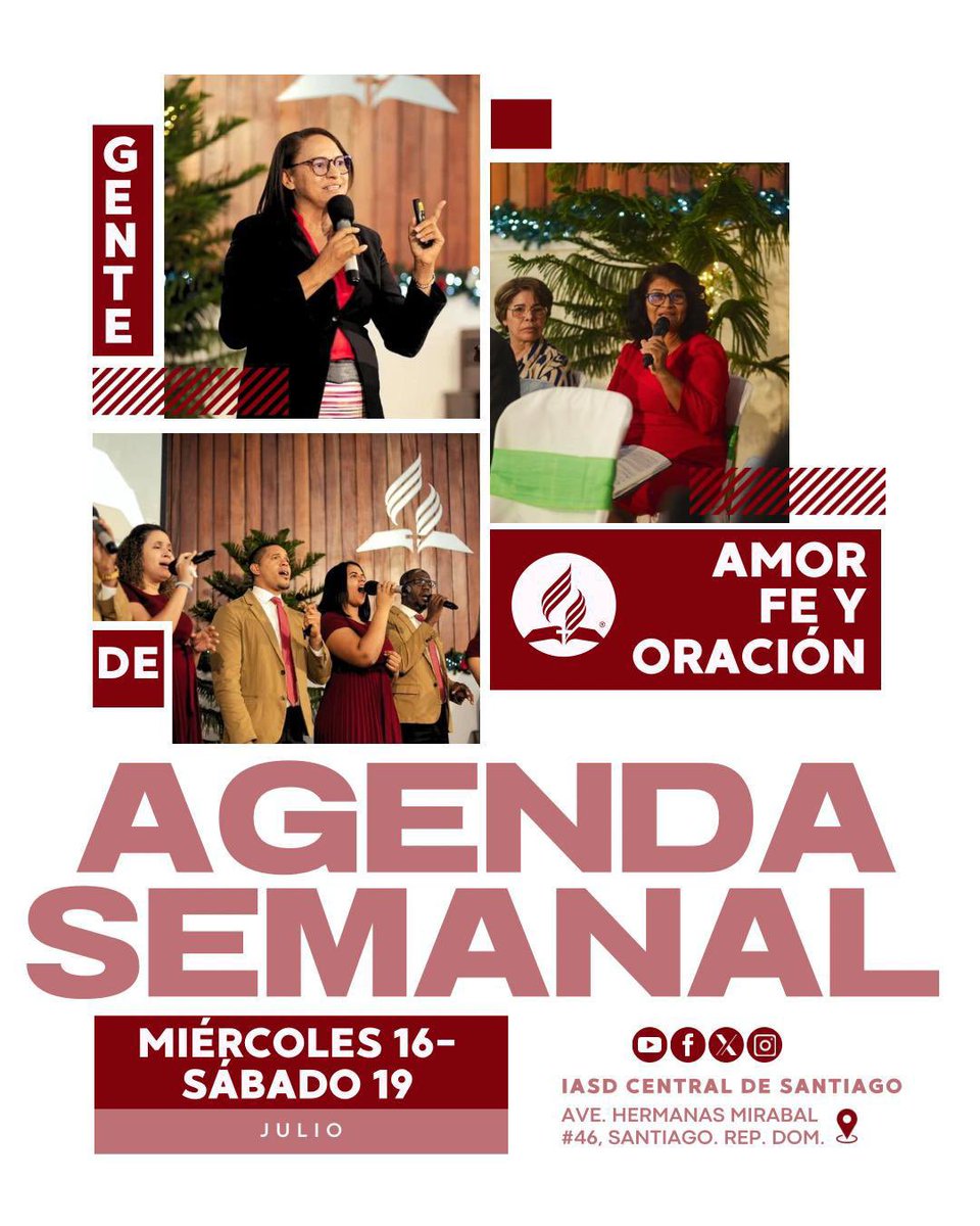 iasdcsrd's tweet photo. Agenda de esta semana ¡No te pierdas de tu bendición! https://t.co/HbqY2l1I0d