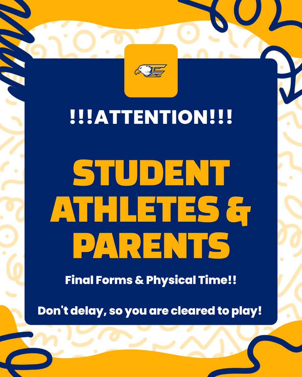 DeltaEagles_'s tweet image. ๏ฟผ๐จAttention all High School Student-Athletes and Parents๐จ
BE PREPARED FOR THE UPCOMING ATHLETIC YEAR๏ฟผ
๏ฟผ โ๏ธNew physical on file
๏ฟผ โ๏ธFinal Forms completed
Link to IHSAA Physical Paperwork ๏ฟผ
ihsaa.org/sites/default/โฆ
HIGH SCHOOL PARENTS & ATHLETES MUST ALSO REGISTER FORโฆ