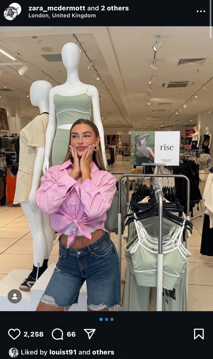 UpdateHLD's tweet image. 📲| Louis liked Zara McDermott’s Instagram post about her brand going into New Look stores.