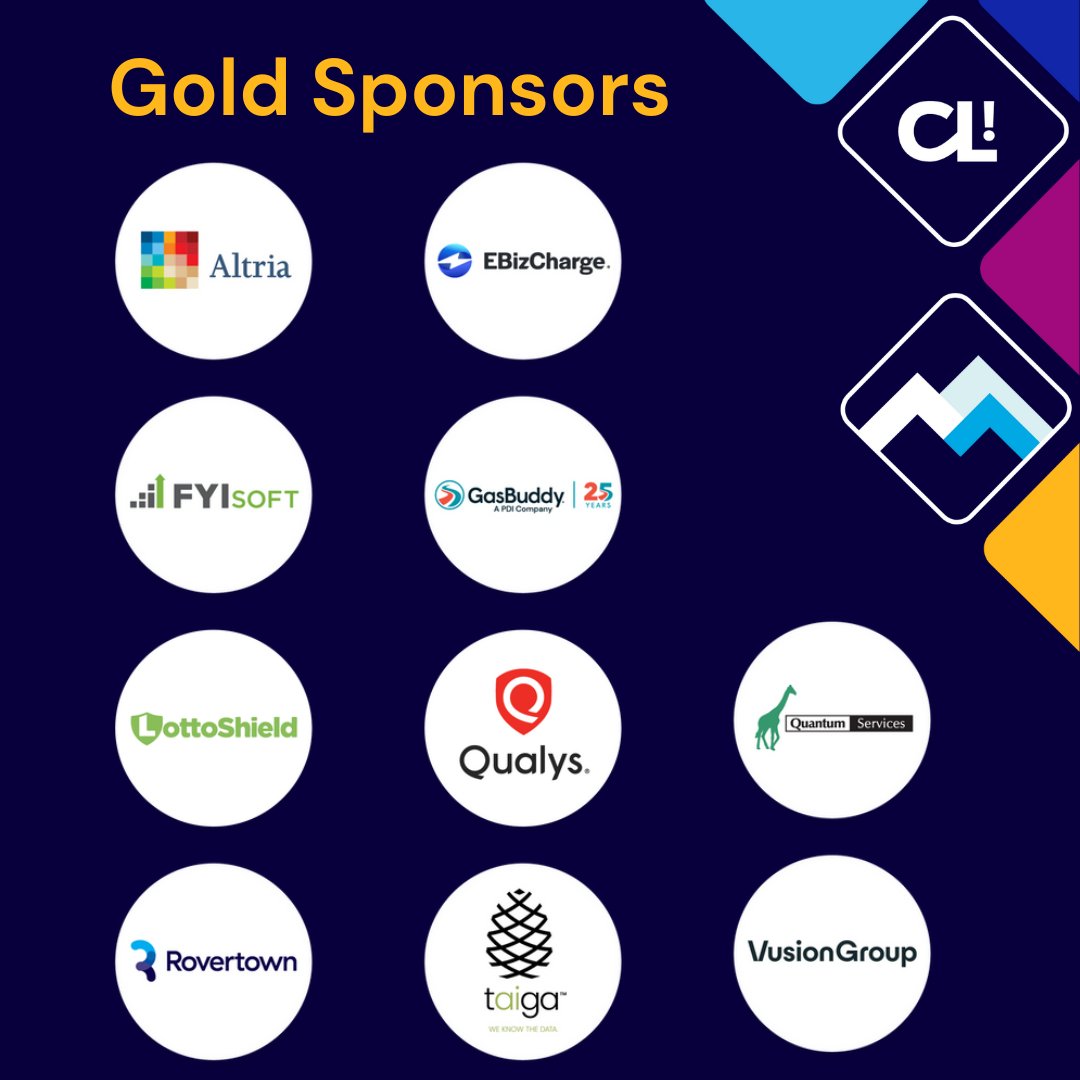 Shoutout to our Connections Live Gold Sponsors! We're so thankful for your support &amp; look forward to building stronger connections &amp; driving innovation together. bit.ly/3Hjsl2C

<a href="/AltriaNews/">Altria</a> <a href="/EBizCharge/">EBizCharge</a> <a href="/FYIsoft/">FYIsoft</a> <a href="/GasBuddy/">GasBuddy</a> <a href="/qualys/">Qualys</a> <a href="/Rovertown/">Rovertown</a> <a href="/Taiga_Data/">Taiga</a> <a href="/vusiongroup/">VusionGroup</a>
