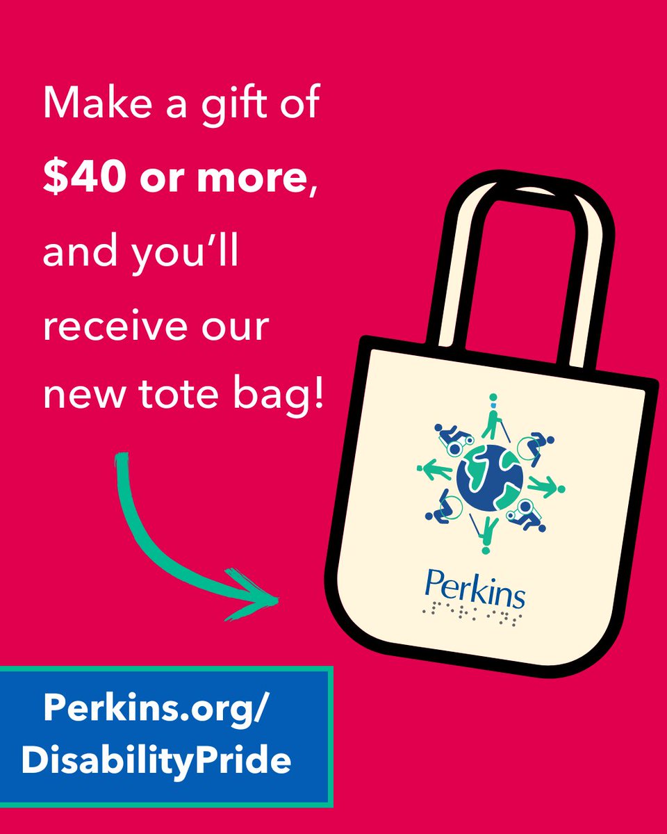PerkinsVision's tweet image. Carry #DisabilityPride with you all month long and beyond. 💙 When you make a gift of $40 or more, you’ll get our iconic new tote! Make your gift at: bit.ly/3UgdtVO
