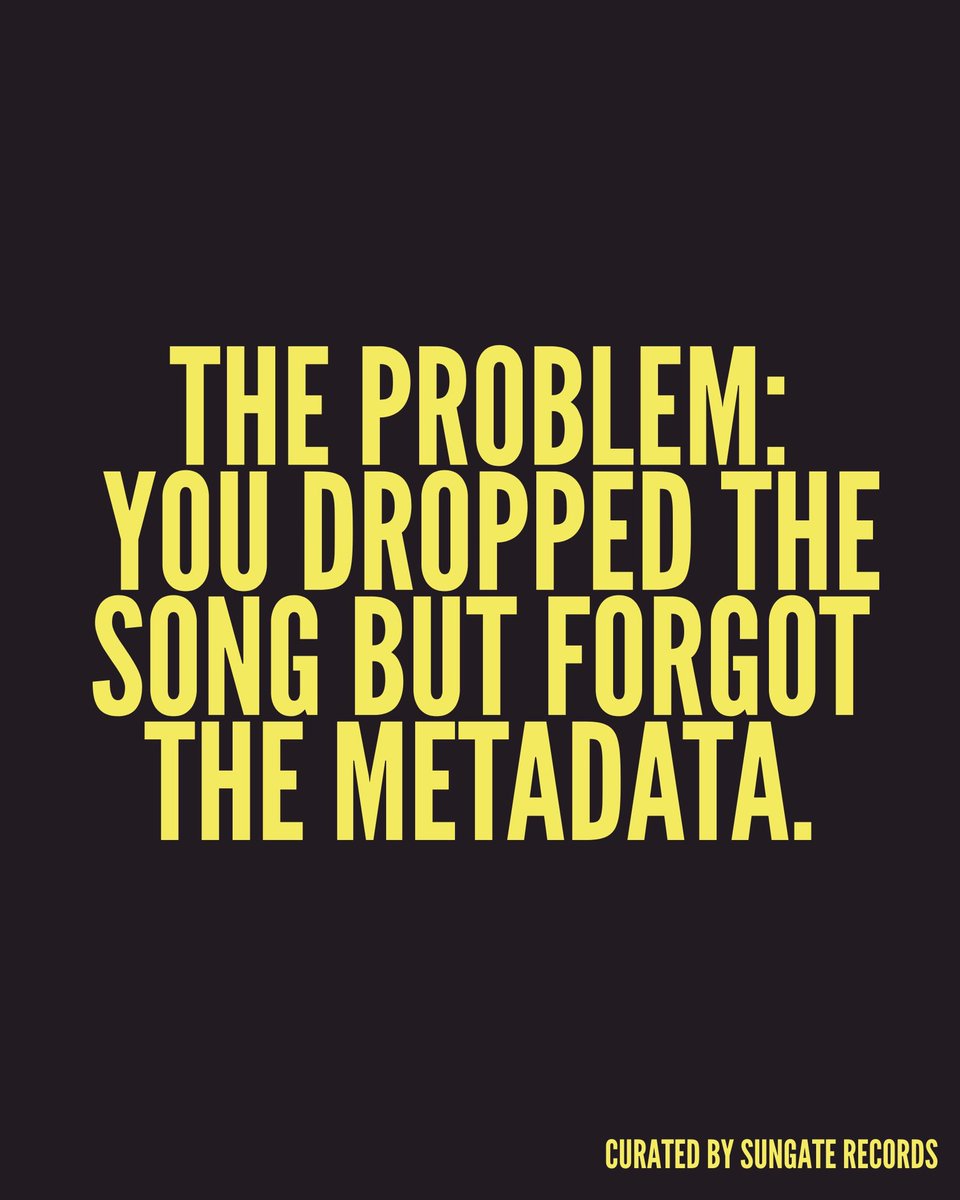 SungateMusicGrp's tweet image. Metadata isn’t glamorous, but real artists know that metadata is how you secure the bag. We made a free Metadata Checklist that shows exactly where to register your music to get paid properly. DM us “METADATA”.
#indieartists #musicbusiness #royalties #metadata #sungaterecords