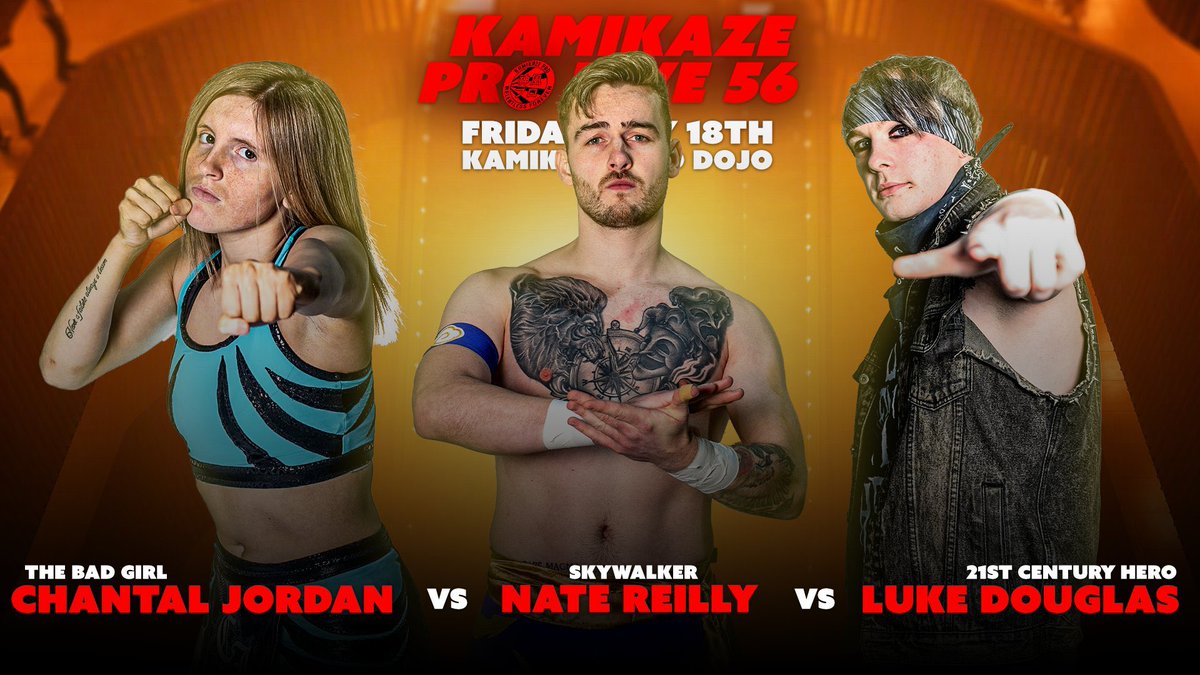 Kamikaze Pro (@kamikazeprouk) on Twitter photo This Friday at the Kamikaze Pro Dojo in Birmingham for #KPLive56
<a href="/chantaljordan_/">๐ฎ๐๐๐๐๐๐ ๐ต๐๐๐๐๐</a> vs <a href="/NateReillyPW/">Nate Reilly</a> vs <a href="/luke_hero21/">Luke ๐</a>
Tickets:
ringsideworld.co.uk/events.php?id=โฆ This Friday at the Kamikaze Pro Dojo in Birmingham for #KPLive56
<a href="/chantaljordan_/">๐ฎ๐๐๐๐๐๐ ๐ต๐๐๐๐๐</a> vs <a href="/NateReillyPW/">Nate Reilly</a> vs <a href="/luke_hero21/">Luke ๐</a>
Tickets:
ringsideworld.co.uk/events.php?id=โฆ