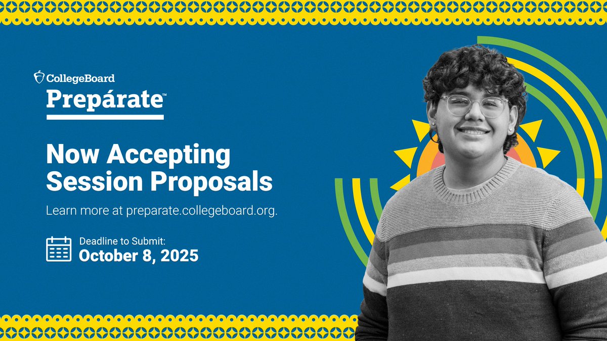 CollegeBoard's tweet image. 📢 Calling all educators! #PREPARATE26 is headed to Chicago – and we’re building futures, together.
Submit a session proposal to share your insights, strategies, and best practices that open doors and expand educational opportunity for Latino students. 🗓️ Submit your proposal…