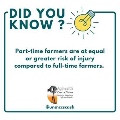 unmccscash's tweet image. 🌾 Whether you're farming evenings, weekends, or in retirement—injuries don’t take time off. Take a quick break to read practical tips to help part-time farmers stay safe on the job 🔗 unmc.edu/publichealth/c…
#FarmSafety #CultivateSafety