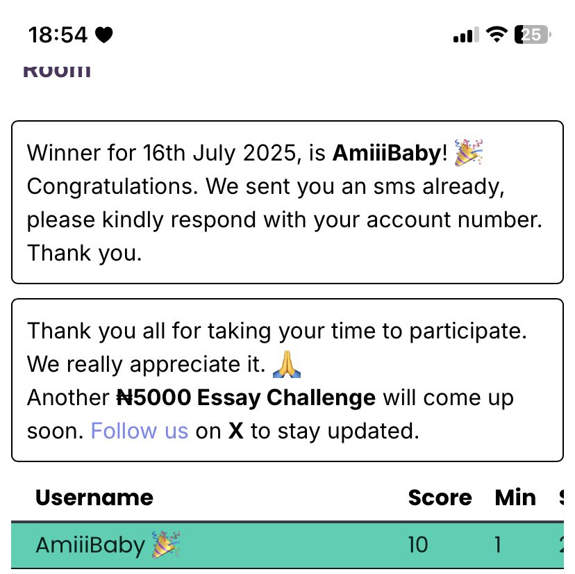 Joejane234's tweet photo. Congratulations to the winner 🏆 of today’s giveaway AmilliBaby🥳.And thanks to all those who participated as well 😊. 
More giveaways are coming so stick around 😉.

#Giveaways. https://t.co/0DrrLzll9D