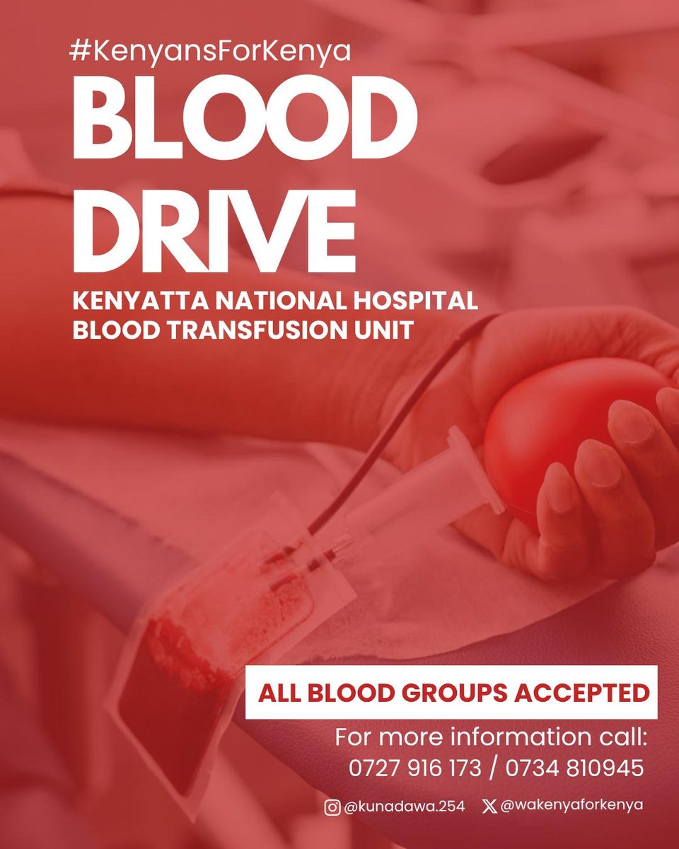 WakenyaForKenya's tweet image. We still have comrades in hospital who desperately need blood.
If you're not sure about the process, here are some quick pointers on why and how you can donate blood.
Each donation is a powerful act of solidarity and compassion for those in dire need. #KenyansforKenya