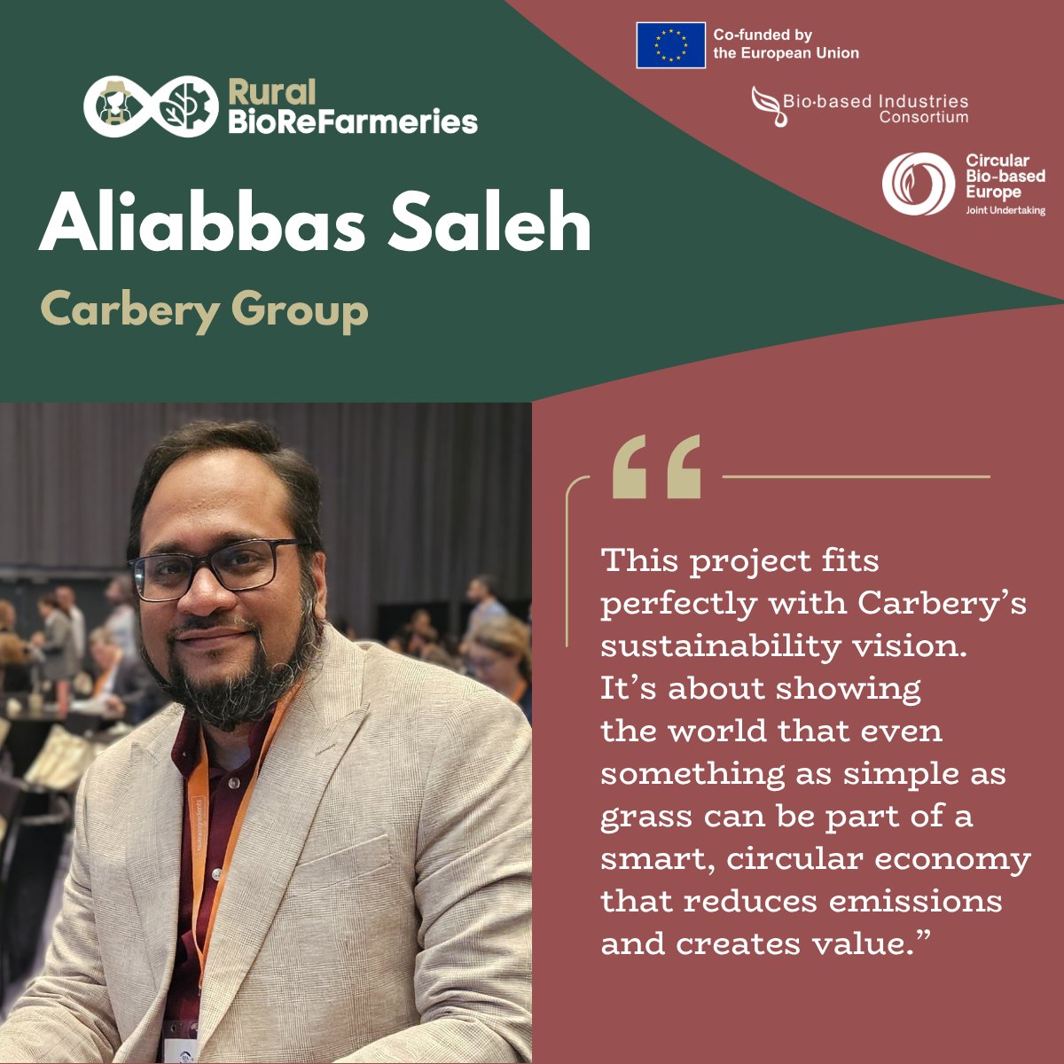 RuralBioReFarm's tweet image. Can we really produce tasty, high-protein and commercially viable foods out of biorefined grass? 🧃
Find out in this interview with Aliabbas Saleh, Innovation Manager at @CarberyGroup and Work Package Leader at @RuralBioReFarm 👇
ruralbiorefarmeries.eu/in-conversatio…
@CBE_JU @biconsortium