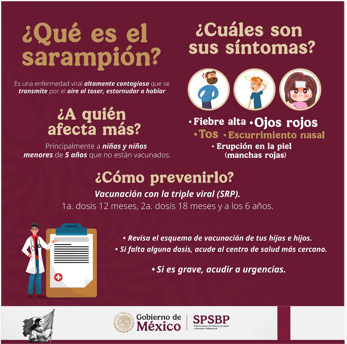 Salud SPSBP (@saludspps) on Twitter photo 🟠 El #Sarampión es muy contagioso y puede ser grave en niñas y niños.  
💉¡La vacuna es la mejor protección! Revisa su esquema y acude al centro de salud si falta alguna dosis.  
#Vacunación #SaludPública #México 🟠 El #Sarampión es muy contagioso y puede ser grave en niñas y niños.  
💉¡La vacuna es la mejor protección! Revisa su esquema y acude al centro de salud si falta alguna dosis.  
#Vacunación #SaludPública #México