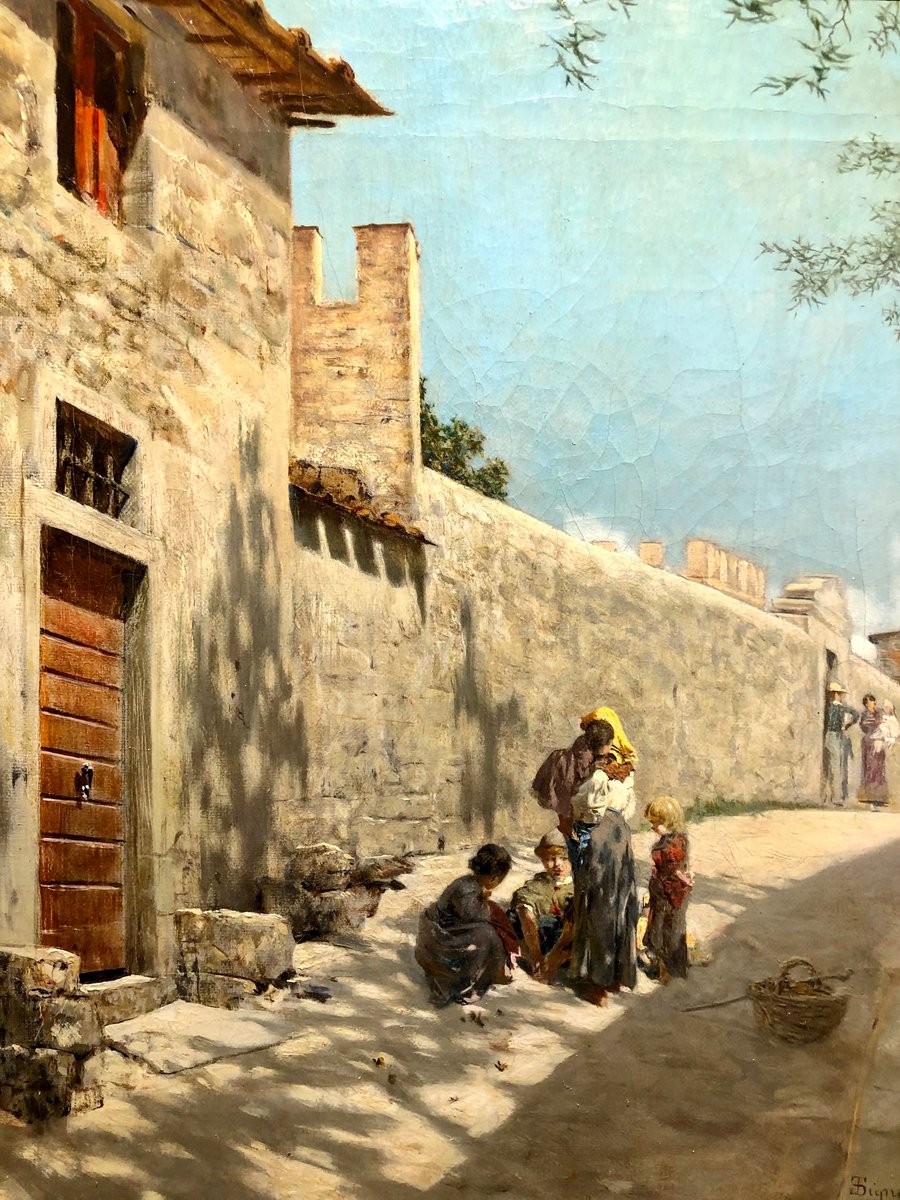 Telemaco Signorini - Stradina toscana con figure 1874