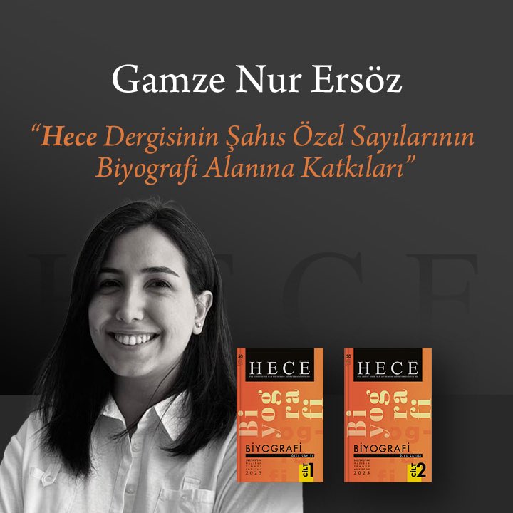 🔶 Gamze Nur Ersöz

📙“Hece Dergisinin Şahıs Özel Sayılarının Biyografi Alanına Katkıları” adlı yazısıyla 

🟠 Hece Biyografi Özel Sayısı’nda.