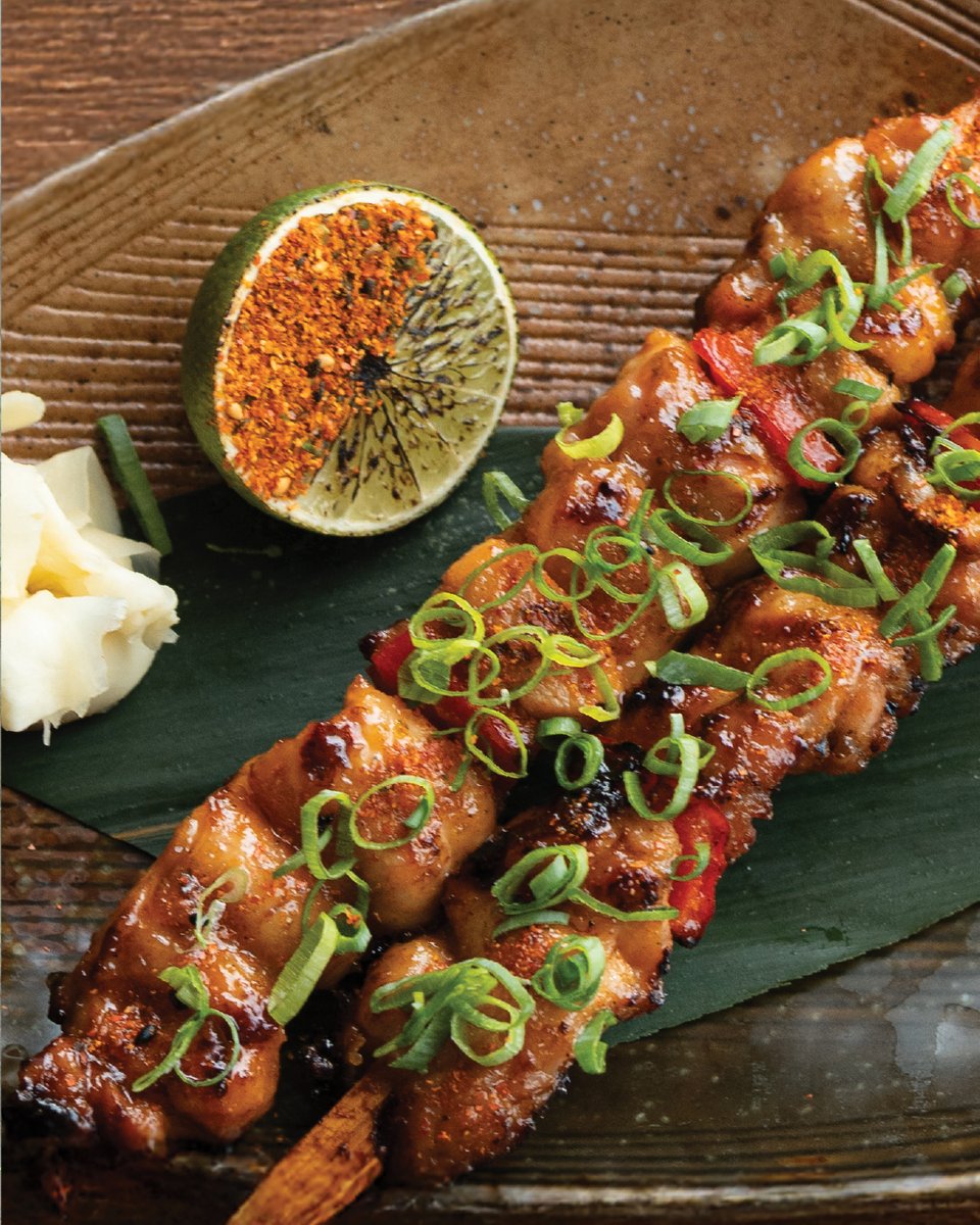 Robata-grilled chicken skewers glazed with sweet &amp; spicy yuzu kosho sauce. PS. This is not your average chicken✨
كوشياكي الدجاج -  مشوي بطريقة الروباتا اليابانية، ومغطى بصوص اليوزو كوشو الحلو والحار.
#tokyo_restaurant  #sushi #Japanese_food  #Riyadh_restaurant #Jeddah_restaurant