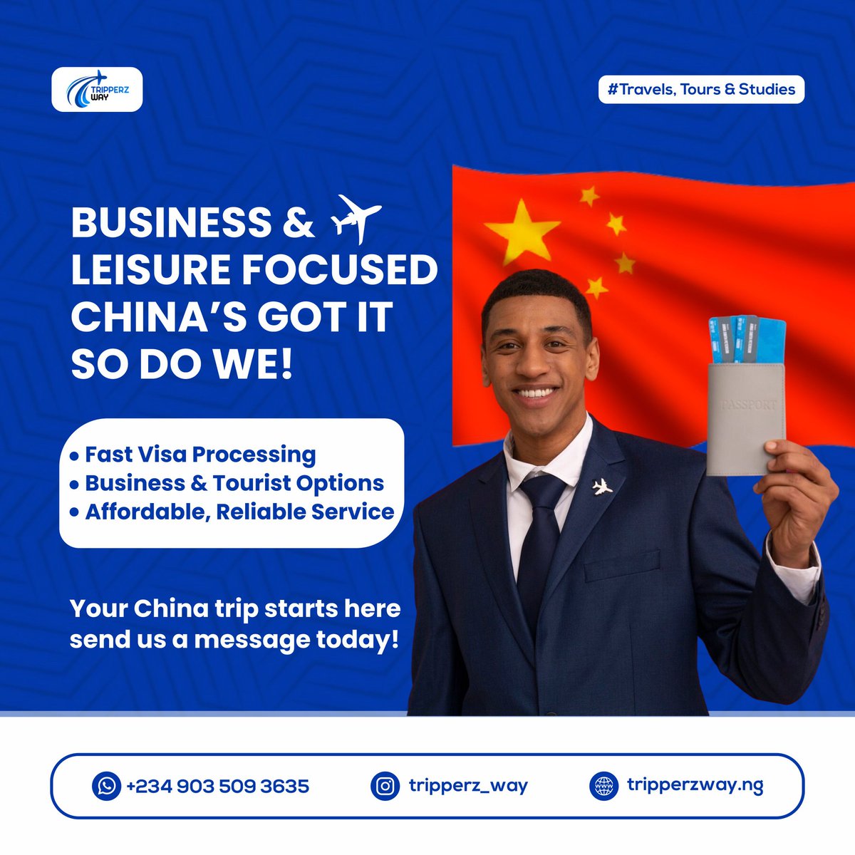 TripperzWay's tweet image. Where Business Meets Adventure, Welcome to China! 🇨🇳

Why settle for just business when you can explore too?

📩 Send us a message to get started!

#business #WorkAndWander #ExploreWithTripperz #BusinessTravel #TripperzWay #TravelCompanyInLagos