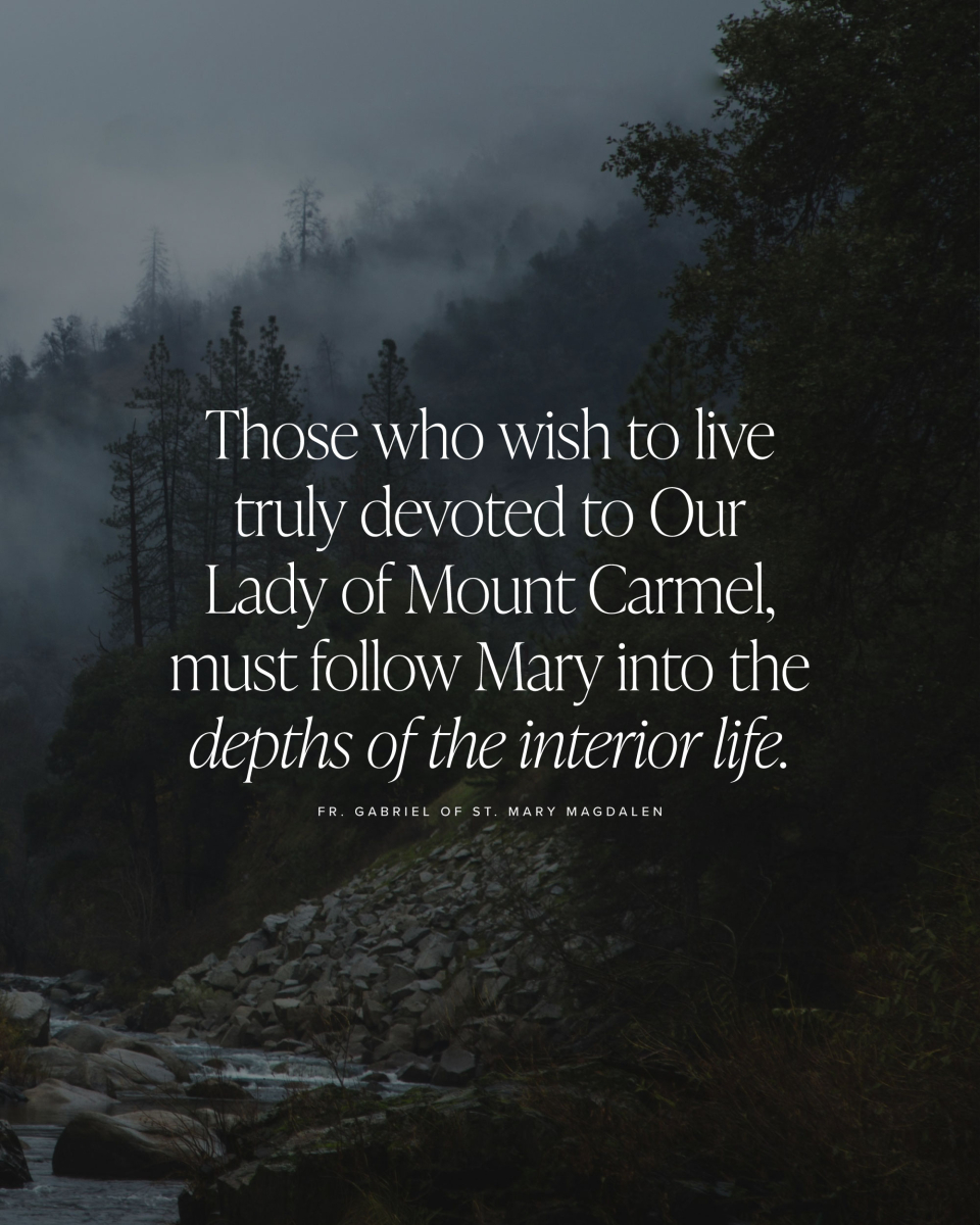 BishopBarron's tweet image. “Devotion to Our Lady of Mount Carmel indicates a strong call to the interior life . . . . Those who wish to live truly devoted to Our Lady of Mount Carmel, must follow Mary into the depths of the interior life.” —Fr. Gabriel of St. Mary Magdalen