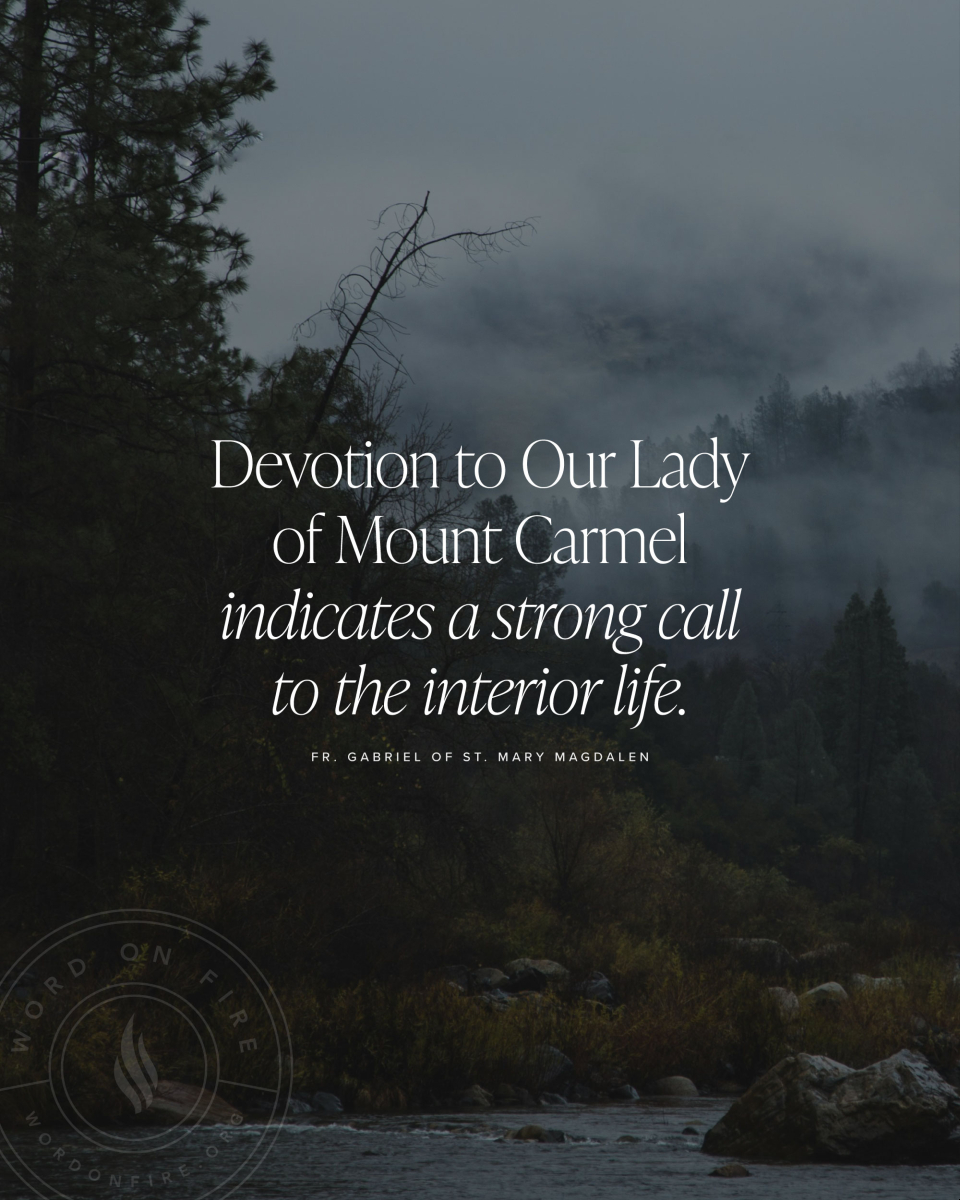 BishopBarron's tweet image. “Devotion to Our Lady of Mount Carmel indicates a strong call to the interior life . . . . Those who wish to live truly devoted to Our Lady of Mount Carmel, must follow Mary into the depths of the interior life.” —Fr. Gabriel of St. Mary Magdalen
