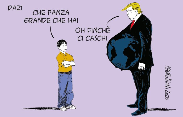 nonsonpago1's tweet photo. .@maurobiani 
#Trump #dazi 
Che panza grande che hai.
Oggi per @repubblica 

#Biani ! 

#blob30% #blob @BlobRai3 https://t.co/EHEurGuzOK