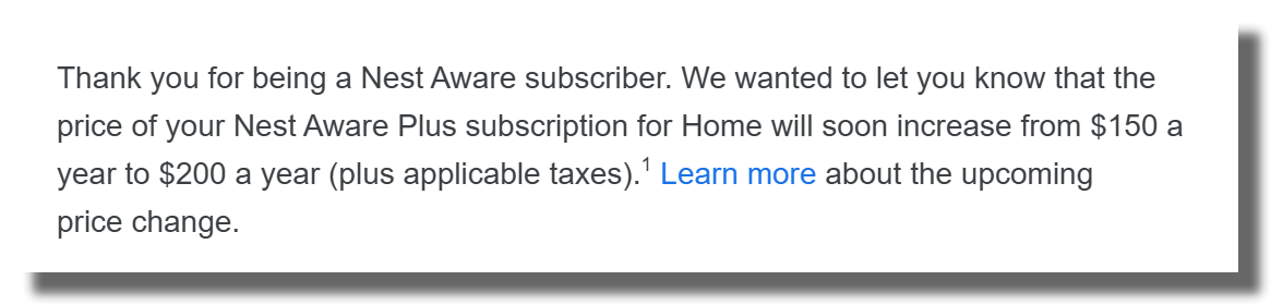 Google jacking up nest aware pricing by 33% to $200