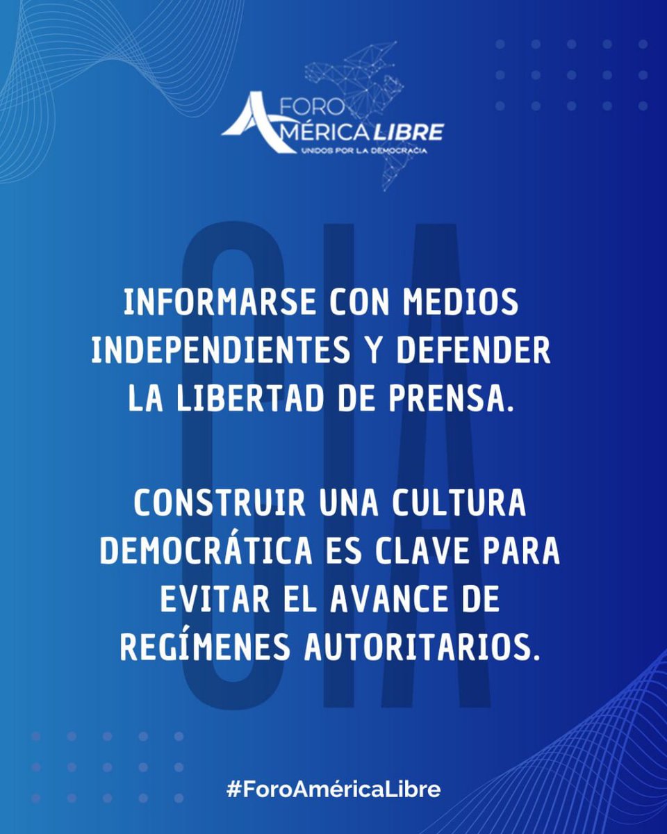 America_Libre1's tweet image. 🛡️ Para evitar el avance de los regímenes autoritarios es clave que seamos ciudadanos informados, activos y comprometidos.
❓️¿Qué podemos hacer para preservar nuestras democracias?
✅ Infórmate con medios independientes.
🗳️ Vota y defiende las elecciones libres.
🤝…