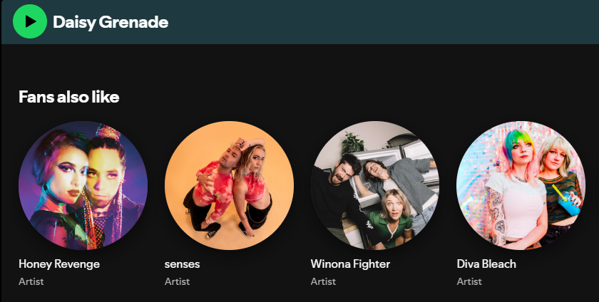 inatimate1's tweet photo. @daisygrenade Like as in enjoy their music?

Like as in "I like you but I think I like us more" like?

Like as in looking "Like a drunk Phoebe Bridgers" like?

Not saying there's an obvious link between you (apart from all being awesome!), but Spotify loves linking you to them &amp; vice versa :) https://t.co/m0hni5D85u