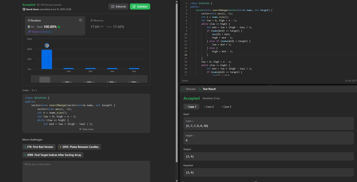 Q - First and Last Position of Elements

Day - 13/100