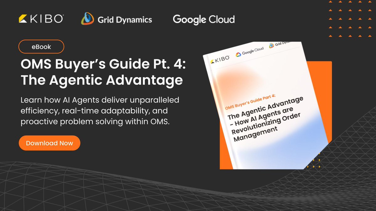 Kibo (@kibocommerce) on Twitter photo Struggling with a traditional order management system? Dive into the future with our OMS Buyer's Guide Part 4: Revolutionizing Order Management with AI Agentsโco-written with <a href="/GridDynamics/">Grid Dynamics</a> and @GoogleCloud. ๐ hubs.la/Q03xw_9y0
#AgenticCommerce #AI #KIBOPartner Struggling with a traditional order management system? Dive into the future with our OMS Buyer's Guide Part 4: Revolutionizing Order Management with AI Agentsโco-written with <a href="/GridDynamics/">Grid Dynamics</a> and @GoogleCloud. ๐ hubs.la/Q03xw_9y0
#AgenticCommerce #AI #KIBOPartner