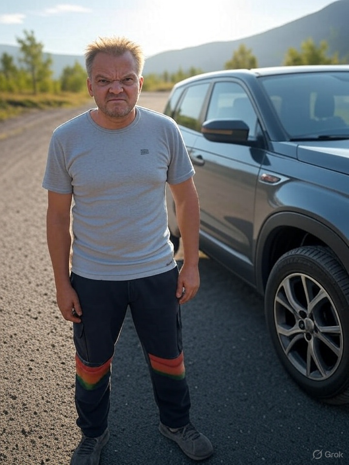 CoalDead's tweet image. Juli 2035. Dieter fährt mit seinem Diesel nach Norwegen, wie jeden Sommer.
Was er nicht bedacht hat: in Dänemark und Norwegen gibt es kaum noch Tankstellen, er bleibt daher im Niemandsland stehen und muss abgeschleppt werden.
Dieter: „2025 habe ich über Elektroautos gelacht. Nun…
