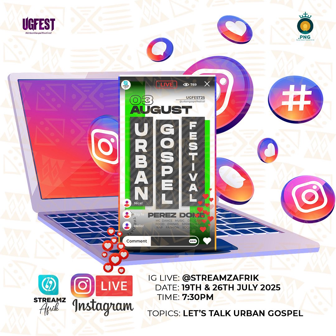 Urban Gospel Festival 2025!
Join us on IG Live as we dive deep into the culture, creativity, and calling of Urban Gospel. 🎤🔥

📅 19th &amp; 26th July 2025
🕢 7:30PM GMT
📍 Live on Instagram: @streamzafrik
🎙️ Topic: Let’s Talk Urban Gospel

#UGFEST25 #UrbanGospelFestival