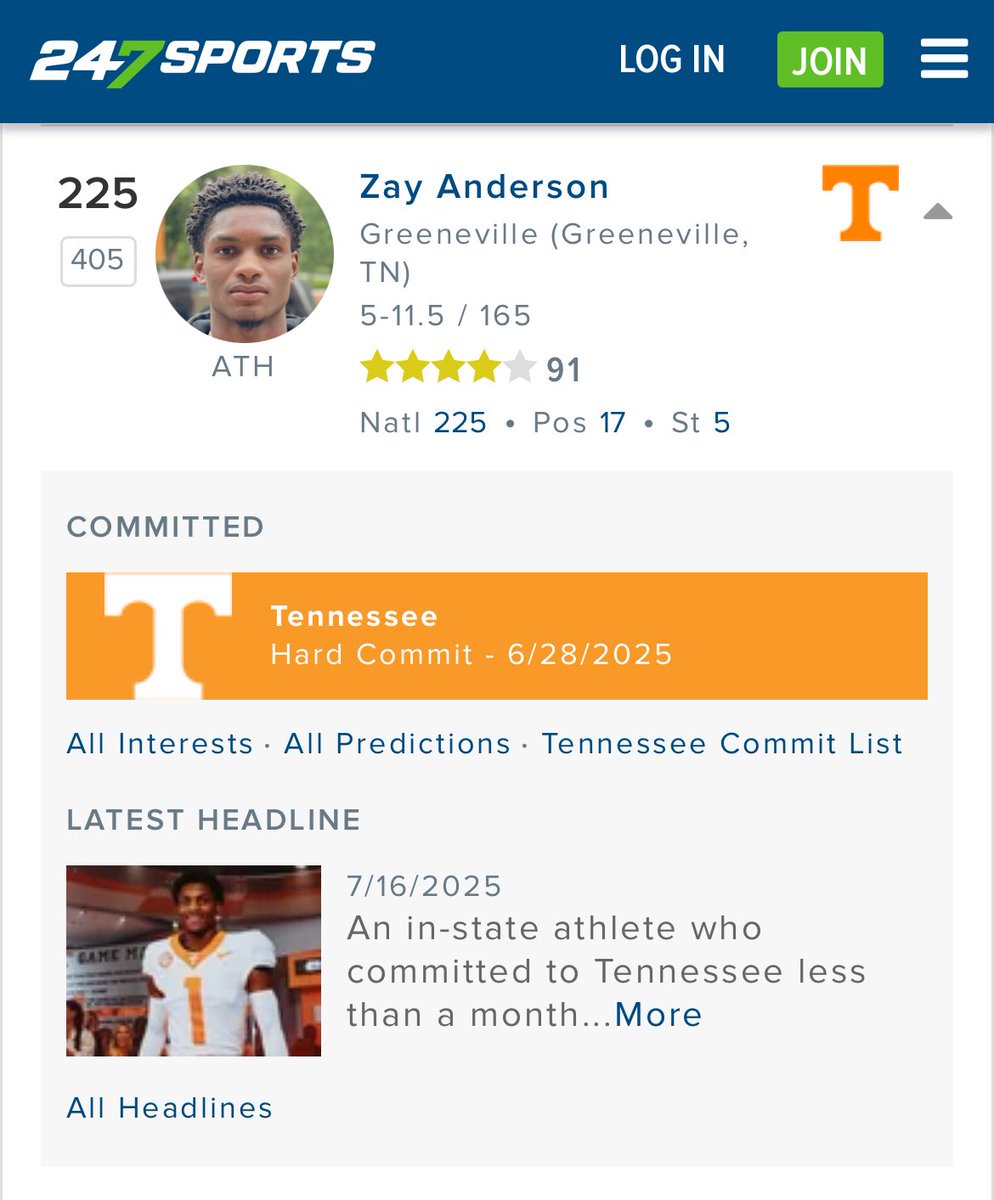 Grassroots Media (@grmedia_) on Twitter photo From Local Star To National Star ⭐️
<a href="/GreeneDevilsFB/">GREENEVILLE FOOTBALL</a> WR/DB & <a href="/Vol_Football/">Tennessee Football</a> commit <a href="/zaydyn_anderson/">Zaydyn Anderson</a> has been ranked 225th nationally in <a href="/247Sports/">247Sports</a> new updated rankings.
He has also been elevated to a 4-star recruit ⭐️⭐️⭐️⭐️ From Local Star To National Star ⭐️
<a href="/GreeneDevilsFB/">GREENEVILLE FOOTBALL</a> WR/DB & <a href="/Vol_Football/">Tennessee Football</a> commit <a href="/zaydyn_anderson/">Zaydyn Anderson</a> has been ranked 225th nationally in <a href="/247Sports/">247Sports</a> new updated rankings.
He has also been elevated to a 4-star recruit ⭐️⭐️⭐️⭐️